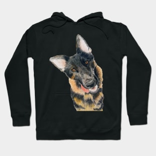 Colour pencil portrait german shepherd dog GSD Hoodie